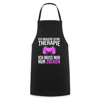 Gaming Therapie Spruch - Kochschürze - Schwarz - Vorne - AI Model Male 185 dark (185cm)