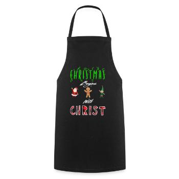 Christmas begins with Christ - Cooking Apron - black - Front - AI Model Male 185 dark (185cm)