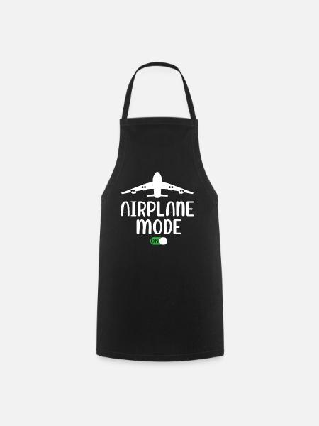 Airplane Mode On - Passenger Plane Airport Pilot - Kochschürze - Schwarz