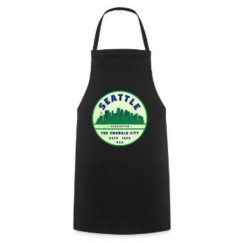 Emerald City Seattle Vintage Badge - Kochschürze - Schwarz - Vorne - AI Model Male 185 dark (185cm)