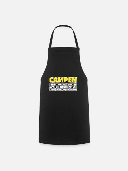 Campen Therapie Lustiger Spruch - Kochschürze - Schwarz