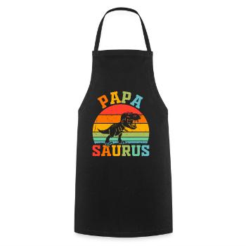 Papasaurus - Papa Saurus Papa Dino - Tablier de cuisine - noir - Devant - AI Model Male 185 dark (185cm)