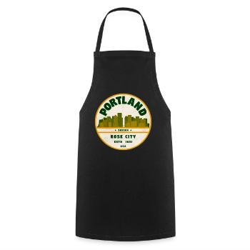 Insigne vintage de Portland Rose City - Tablier de cuisine - noir - Devant - AI Model Male 185 dark (185cm)