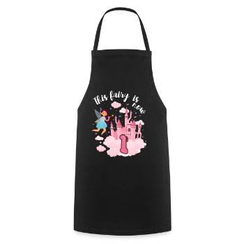 This fairy is now 1 magical castle 1. - Cooking Apron - black - Front - AI Model Male 185 dark (185cm)