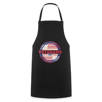 US Flag Round Logo For Veterans Day - Cooking Apron - black - Front - AI Model Male 185 dark (185cm)