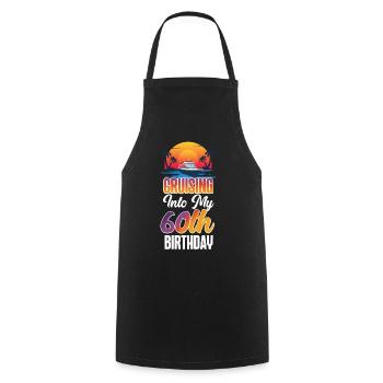 60e anniversaire de Cruise Ship Vacation - Tablier de cuisine - noir - Devant - AI Model Male 185 dark (185cm)