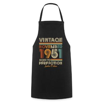 Vintage Aged To Perfection November 1951 - Cooking Apron - black - Front - AI Model Male 185 dark (185cm)