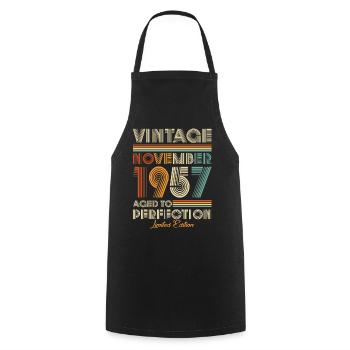 Vintage Aged To Perfection November 1957 - Cooking Apron - black - Front - AI Model Male 185 dark (185cm)