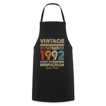 Vintage Aged To Perfection November 1992 - Cooking Apron - black - Front - AI Model Male 185 dark (185cm)