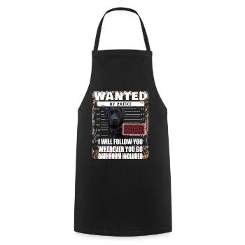 Motif amusant Black Labrador WANTED - Tablier de cuisine - noir - Devant - AI Model Male 185 dark (185cm)