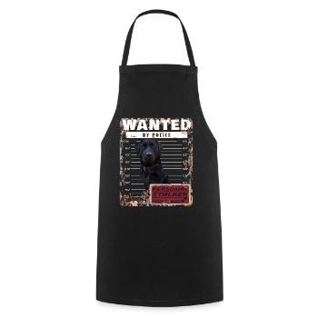 Motif amusant Black Labrador WANTED - Tablier de cuisine - noir - Devant - AI Model Male 185 dark (185cm)