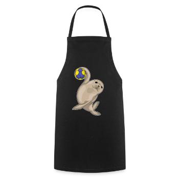 Seehund Handballspieler Handball - Kochschürze - Schwarz - Vorne - AI Model Male 185 dark (185cm)