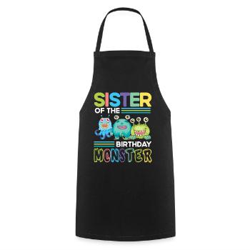 Sister of the birthday monster family - Cooking Apron - black - Front - AI Model Male 185 dark (185cm)