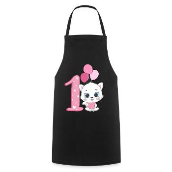 1st Birthday Kitten | Cat Birthday Shirt | Cat - Cooking Apron - black - Front - AI Model Male 185 dark (185cm)