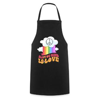 Tout ce dont vous avez besoin, c’est d’aimer la paix - Tablier de cuisine - noir - Devant - AI Model Male 185 dark (185cm)