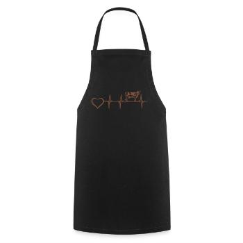 Coeur de vache Line Art Battement de coeur de vache - Vache laitière - Tablier de cuisine - noir - Devant - AI Model Male 185 dark (185cm)