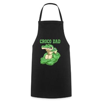 Croco Dad Crocodile Papa und Baby Vatertag - Kochschürze - Schwarz - Vorne - AI Model Male 185 dark (185cm)