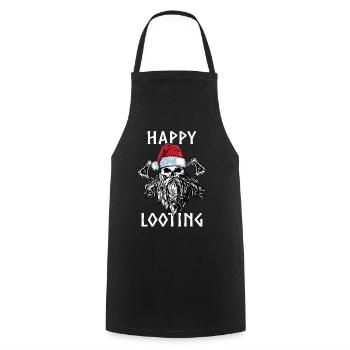 Viking Ugly Christmas – Valhalla Wikinger Outfit - Cooking Apron - black - Front - AI Model Male 185 dark (185cm)