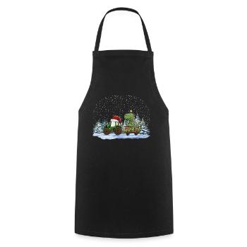 Weihnachtstraktor Tree Rex Dino Traktor Pyjama - Kochschürze - Schwarz - Vorne - AI Model Male 185 dark (185cm)