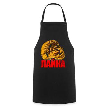 Laika Space Dog - Cooking Apron - black - Front - AI Model Male 185 dark (185cm)
