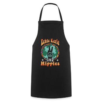 Hippie Peace Groovy Flowerpower Boho Woodstock - Cooking Apron - black - Front - AI Model Male 185 dark (185cm)