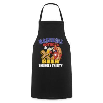 Baseball Hot Dogs & Bière The Holy Trinity Baseball - Tablier de cuisine - noir - Devant - AI Model Male 185 dark (185cm)