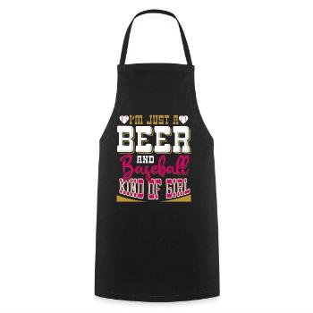 Je suis juste une bière et une fille de baseball - Tablier de cuisine - noir - Devant - AI Model Male 185 dark (185cm)