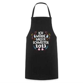 Schwester 2023 Schwanger Werdende Schwester - Kochschürze - Schwarz - Vorne - AI Model Male 185 dark (185cm)