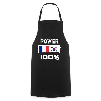Südkorea und Frankreich Power 100% - Kochschürze - Schwarz - Vorne - AI Model Male 185 dark (185cm)