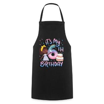 It's my 6th birthday Melanin Kid Juneteenth - Cooking Apron - black - Front - AI Model Male 185 dark (185cm)