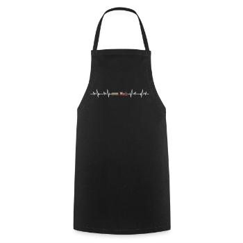 Lokomotive mit Herzschlag - Kochschürze - Schwarz - Vorne - AI Model Male 185 dark (185cm)