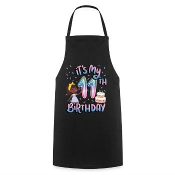 It's my 11th birthday Melanin Kid Juneteenth - Cooking Apron - black - Front - AI Model Male 185 dark (185cm)