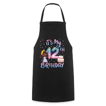 It's my 12th birthday Melanin Kid Juneteenth - Cooking Apron - black - Front - AI Model Male 185 dark (185cm)