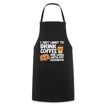 Ich will nur Kaffee trinken und mit meinem Kakadu - Kochschürze - Schwarz - Vorne - AI Model Male 185 dark (185cm)