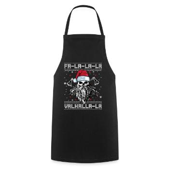 Viking Ugly Christmas – Valhalla Wikinger Outfit - Cooking Apron - black - Front - AI Model Male 185 dark (185cm)