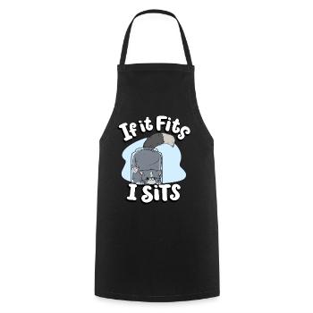 If It Fits I Sits Cute Canister Cat Fitness - Cooking Apron - black - Front - AI Model Male 185 dark (185cm)