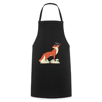 Fox Abitur learn smart wise wisdom wise - Cooking Apron - black - Front - AI Model Male 185 dark (185cm)