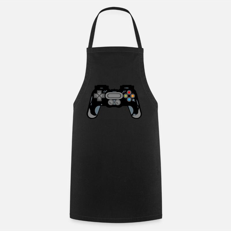 Retro Controller Silhouette - Cooking Apron - black