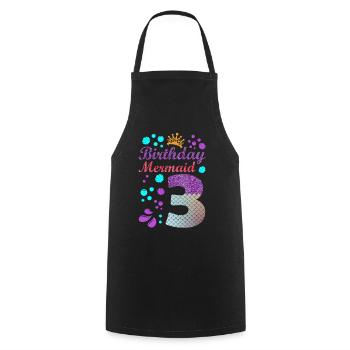 Birthday Mermaid 3 Shell Summer Vibe 3 - Cooking Apron - black - Front - AI Model Male 185 dark (185cm)