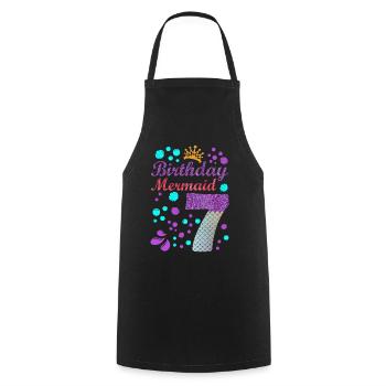 Birthday Mermaid 7 Shell Summer Vibe 7 - Cooking Apron - black - Front - AI Model Male 185 dark (185cm)
