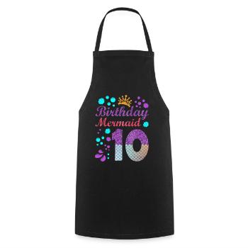 Birthday Mermaid 10 Shell Summer Vibe 10 - Cooking Apron - black - Front - AI Model Male 185 dark (185cm)