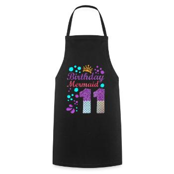 Birthday Mermaid 11 Shell Summer Vibe 11 - Cooking Apron - black - Front - AI Model Male 185 dark (185cm)