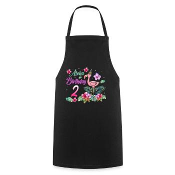 Aloha Birthday 2 Flamingo Bird 2nd Birthday - Cooking Apron - black - Front - AI Model Male 185 dark (185cm)