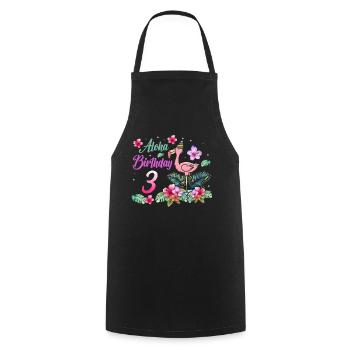 Aloha Birthday 3 Flamingo Bird 3rd Birthday - Cooking Apron - black - Front - AI Model Male 185 dark (185cm)