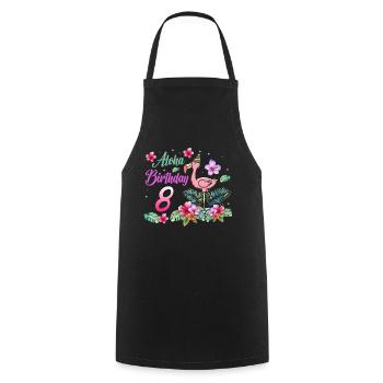 Aloha Birthday 8 Flamingo Bird 8th Birthday - Cooking Apron - black - Front - AI Model Male 185 dark (185cm)