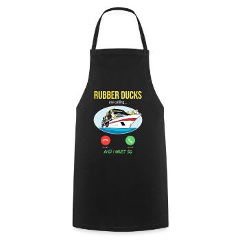 Les canards en caoutchouc appellent les navires de chasse aux canards de croisière mer - Tablier de cuisine - noir - Devant - AI Model Male 185 dark (185cm)