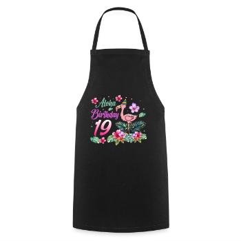 Aloha Birthday 19 Flamingo Bird 19th Birthday - Cooking Apron - black - Front - AI Model Male 185 dark (185cm)