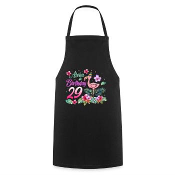 Aloha Birthday 29 Flamingo Bird 29th Birthday - Cooking Apron - black - Front - AI Model Male 185 dark (185cm)