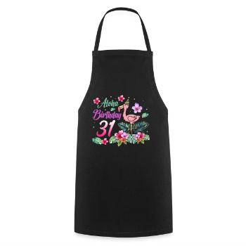 Aloha Birthday 31 Flamingo Bird 31st Birthday - Cooking Apron - black - Front - AI Model Male 185 dark (185cm)