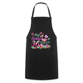 Aloha Birthday 36 Flamingo Bird 36th Birthday - Cooking Apron - black - Front - AI Model Male 185 dark (185cm)